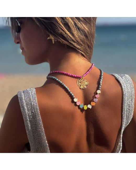 Ebru Jewelry Metallic Aura Seashell Evil Eye Handmade Necklace