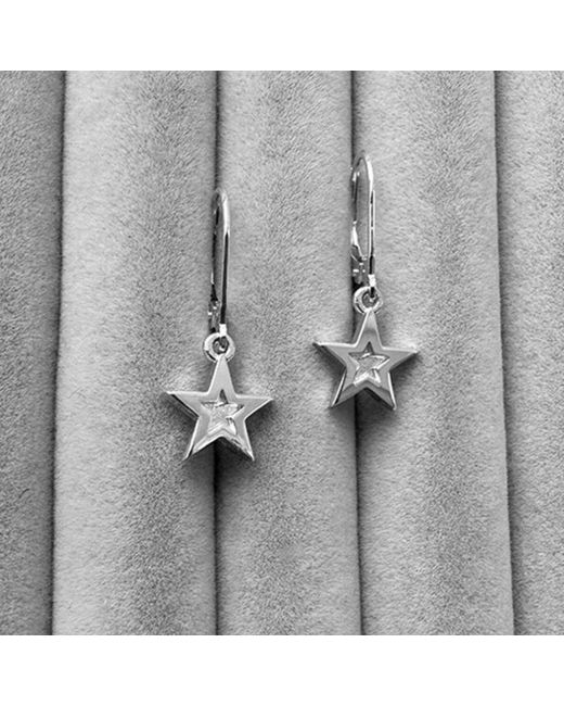Edge Only White Mini Megastar Drop Earrings Sterling