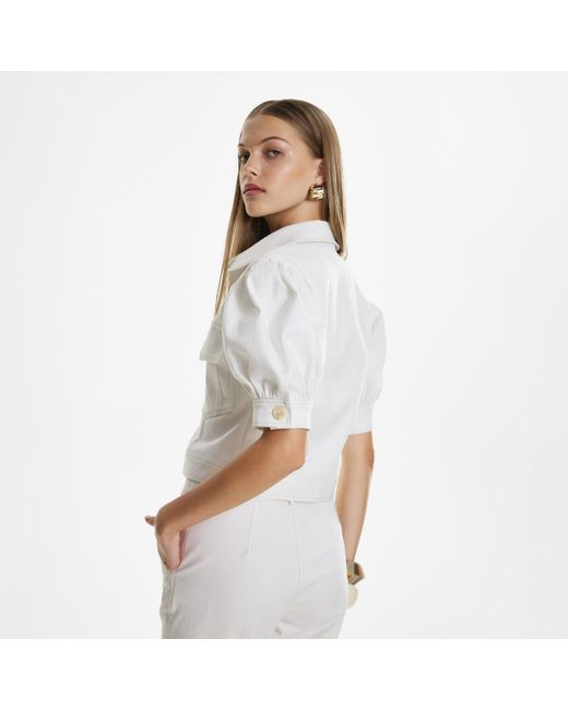 Lita Couture Metallic Topstitch Detail Shirt