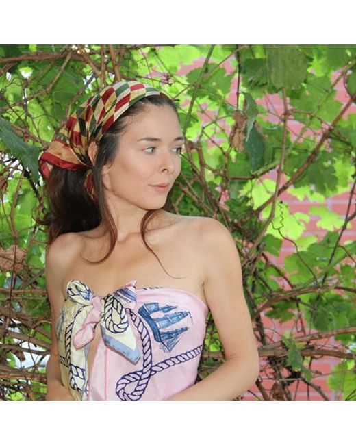 Ralufineart Silk Neckerchief Nautical Chic Pink