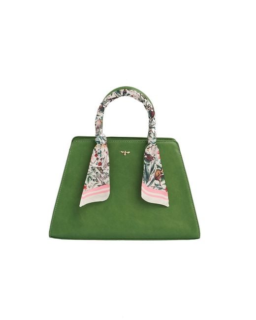 Fable England Green Garden Floral Structured Tote Bag Medium