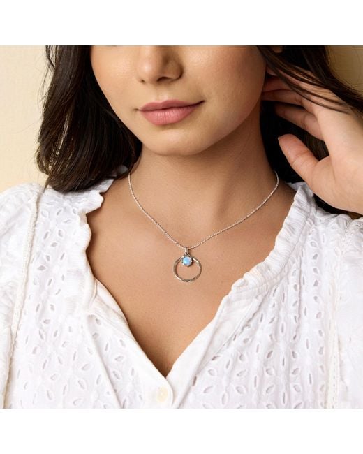 Isla Silver Blue Handmade Organic Circle Fire Opal Pendant