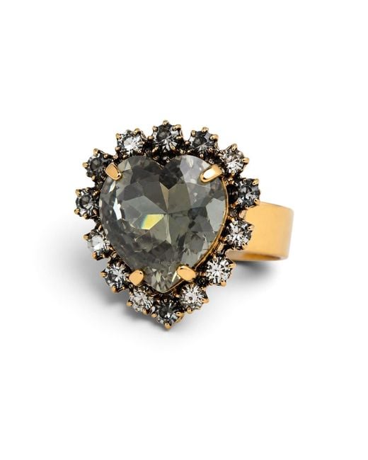 Vstyle Metallic Amore Smoked Heart Swarovski Crystal Ring