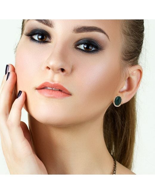 Artisan Green 18K Malachite & Diamond Stud Earrings