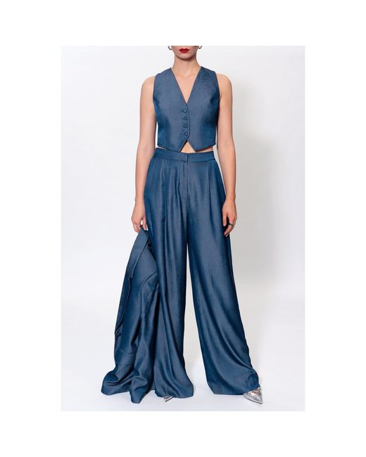 AGGI by HALEWSKI Blue Ophelie Denim Wide Suit Trousers