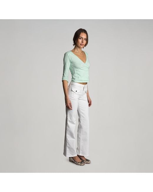 Love and Nostalgia White Patch Pocket Bob Jean
