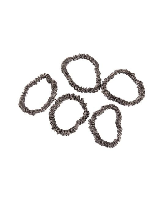 Soft Strokes Silk Metallic Pure Mulberry Silk Skinny Scrunchie Set Of Five