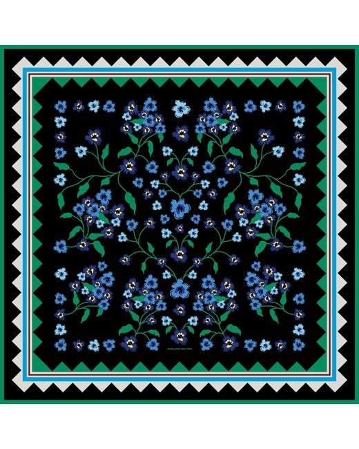 Jessie Zhao New York Green Garden Nocturne Double Sided Silk Scarf