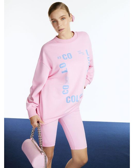 Nocturne Pink Text Oversized Sweatshirt