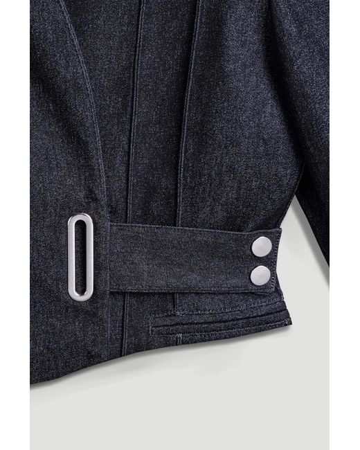 Nocturne Blue Bkack Belted Tailored Blazer