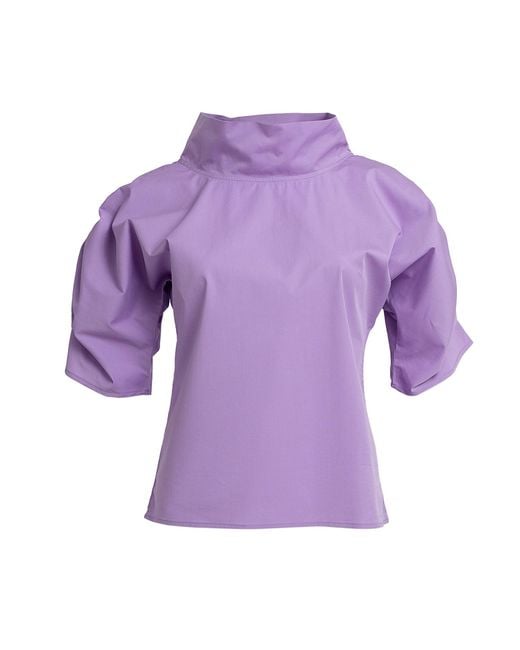 Bianca Popp Purple Puff Blouse With Collar