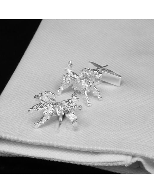 Simon Kemp Jewellers Metallic Leaping Spaniel Cufflinks for men