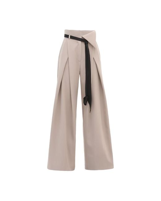 Julia Allert Brown Neutrals Fashion Forward Wide-Leg Pants & Contrast Belt