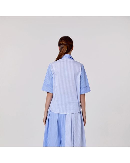 Smart and Joy Blue Two-Tone Cotton Shirt