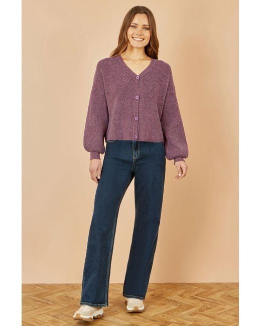 Yumi' Purple Marl Knit Cardigan