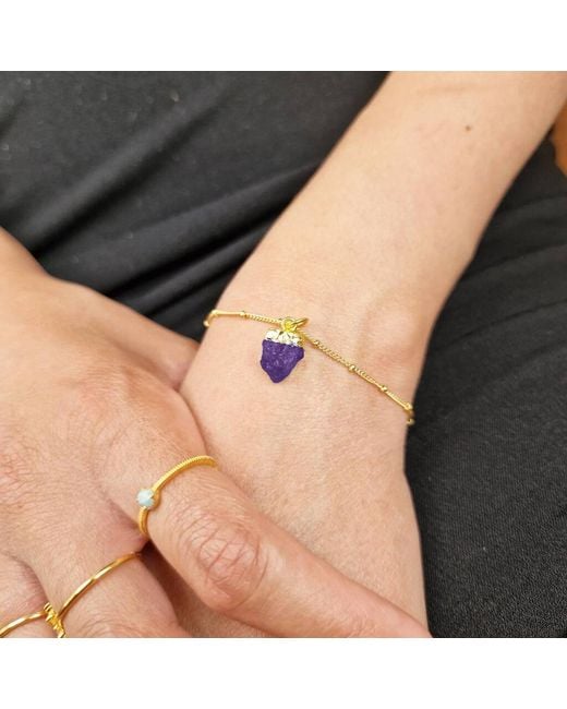 Harfi Metallic Raw Amethyst February Birthstone Plated Bracelet