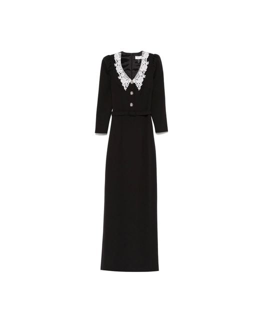 Nissa Black Belted Midi Dress