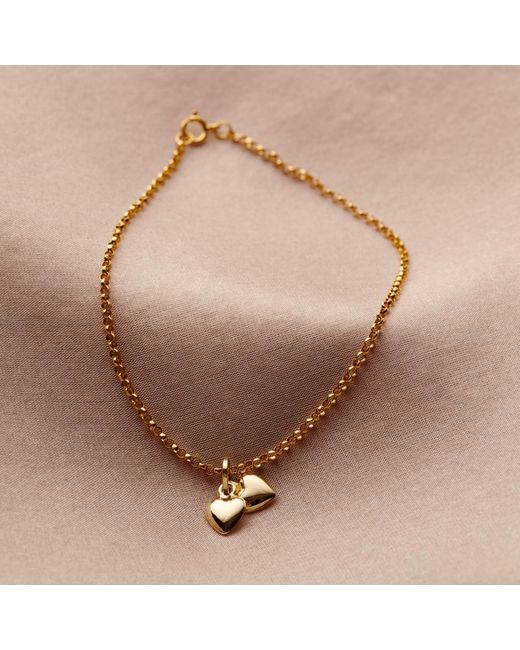 Posh Totty Designs Metallic 9Ct Double Heart Charm Bracelet