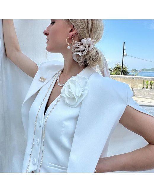Farra Metallic Flower Petals Freshwater Pearls Necklace