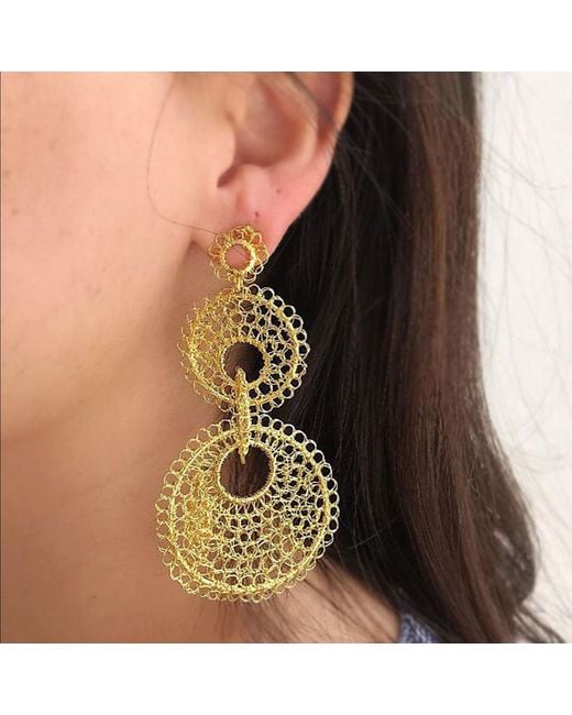 Lavish by Tricia Milaneze Metallic All Iris Handmade Crochet Earrings