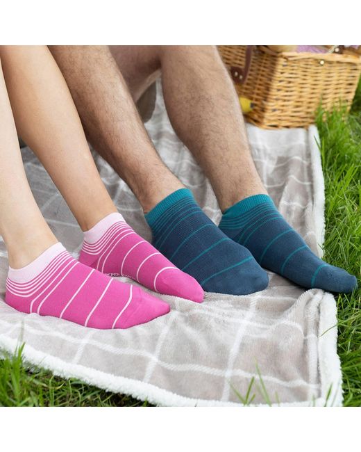 Peper Harow - Made in England Blue Peace Light & Retro Trainer Socks Bundle for men