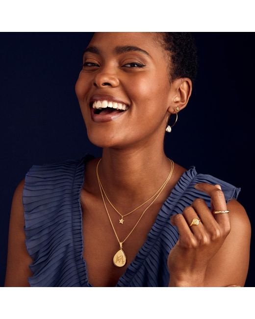 Posh Totty Designs Metallic Yellow Gold Plated Floral Engraved Initial Droplet Locket Necklace