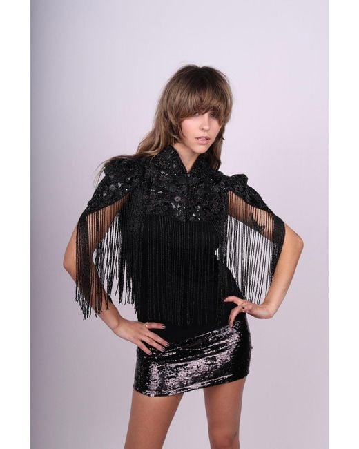 Any Old Iron Black Beaded Button Shrug