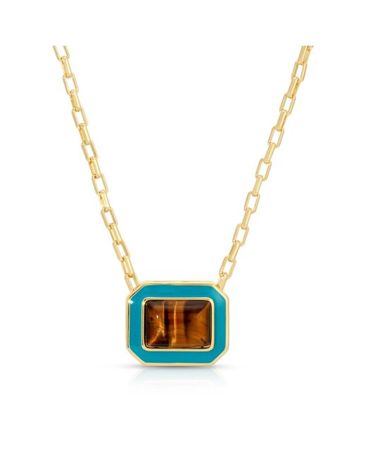 Leeada Jewelry Blue Lamill Square Enamel Necklace