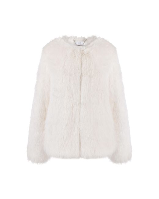 ISSY LONDON White Neutrals Marlene Jacket Vegan Luxe Faux Fur Cream