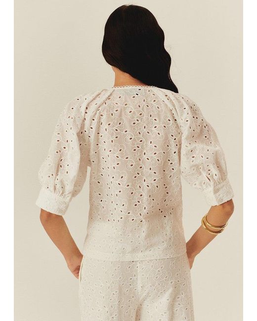Exquise White Neutrals Nayali Eyelet Blouse