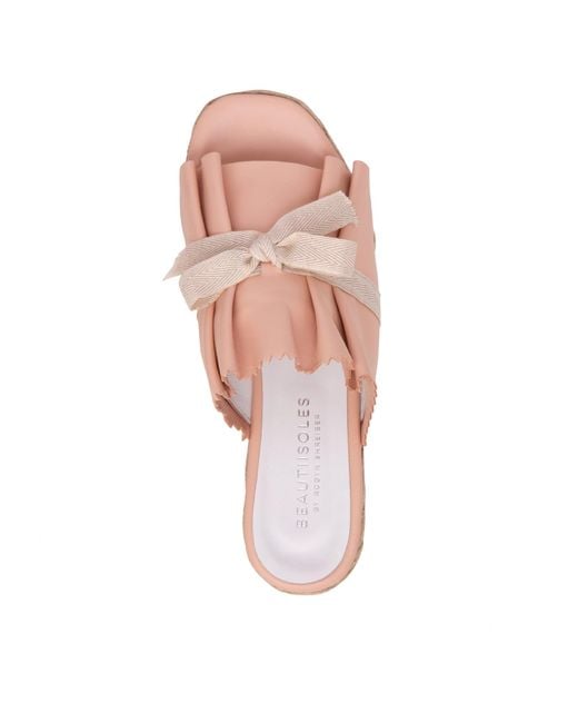 Beautiisoles by Robyn Shreiber Made in Italy Pink Neutrals Noelle Baby Espadrille Platform Wedge Slide Comfortable & Sexy Work & Pool Leather Sandal