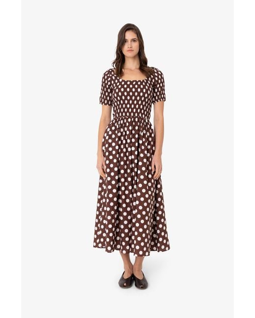 Amy Lynn Purple Matilda Pure Cotton Polka Dot Midi Dress