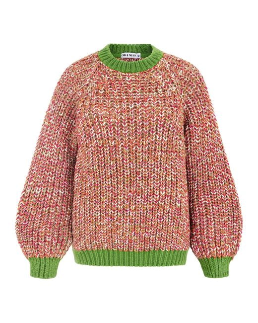 Cara & The Sky Red Debbie Twist High Neck Jumper