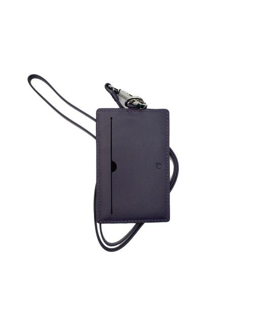 godi. Blue Handmade Leather Strap Lanyard Cardholder