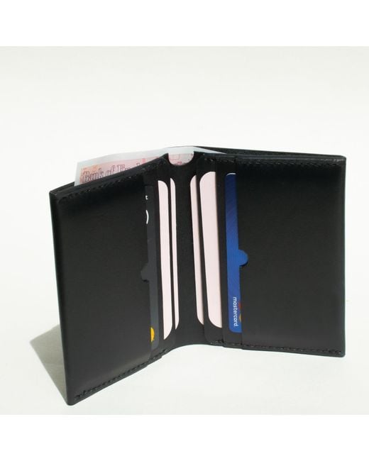 godi. Black Handmade Bifold Leather Wallet for men