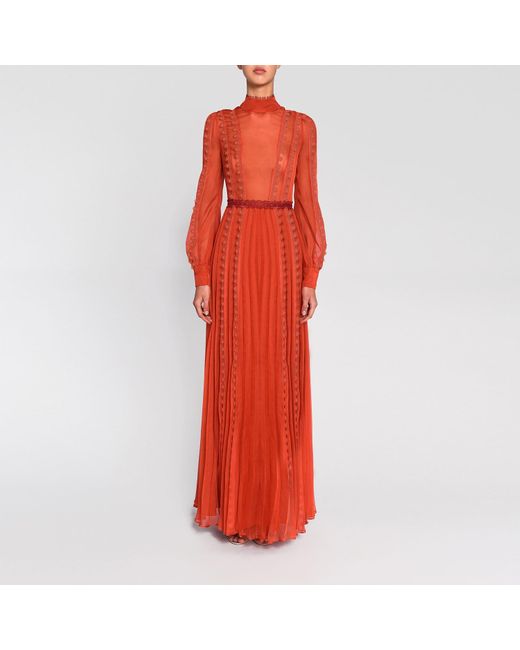 orange long sleeve maxi dress