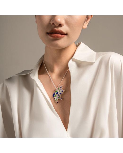 Far East Jewelry White Handcrafted & Enamel Butterfly Dance Necklace