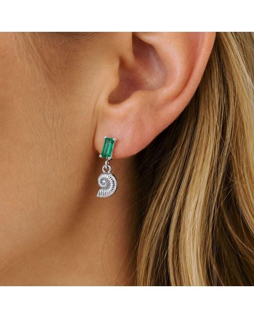 Cier Green Nautilus Stud Earrings