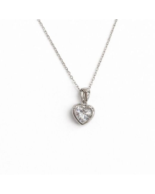Pearl Code Metallic Sophie Heart Pendant Necklace With Cubic Zirconia
