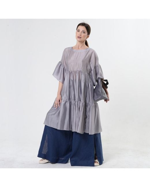 Metamorph Blue Oversize Sheer Tunic