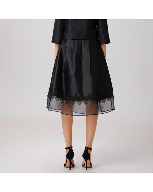 Smart and Joy Black Organza And Taffeta Skirt With Lace Trim