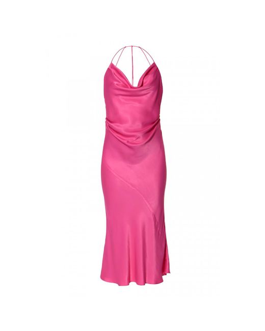 AGGI by HALEWSKI Pink Aurelia Satin Midi Slip Dress With Open Back