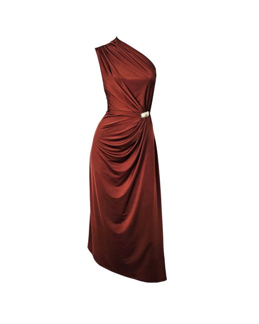 Me & Thee Red Prank Caller Henna One Shoulder Dress