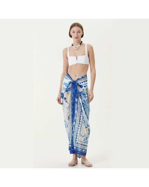 LOVEIST STORE Blue Trya Pareo Sarong Cover Up