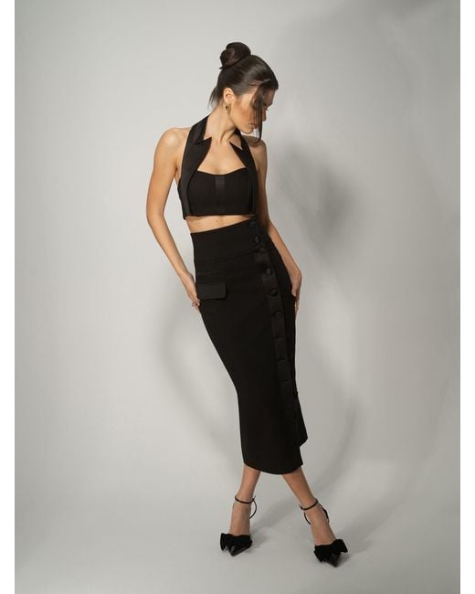 Tia Dorraine Black Femme Fatale Midi Skirt
