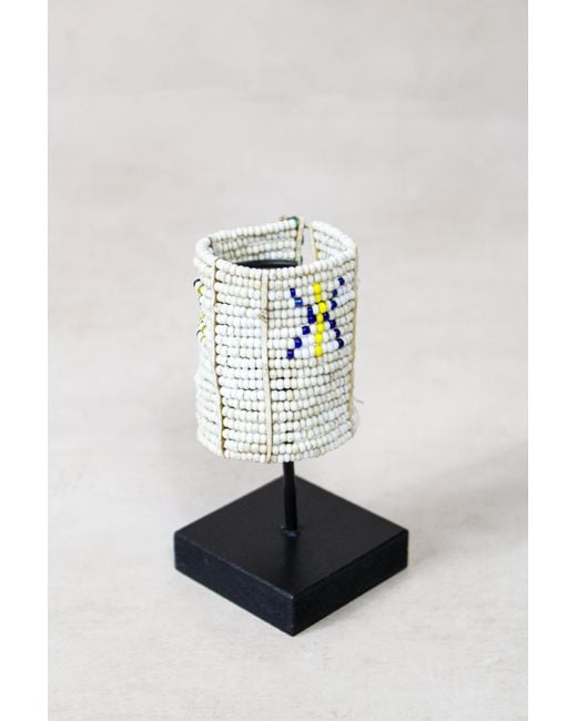 Botanical Boys White Beaded Maasai Cuff Bracelet