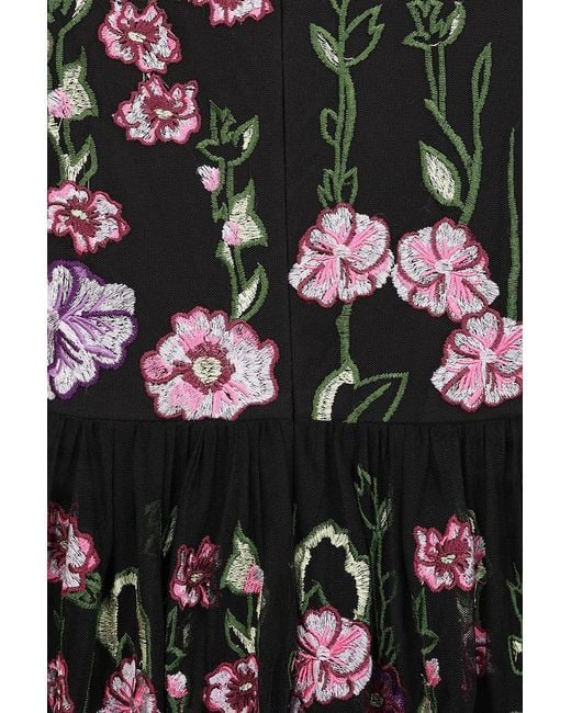 Frock and Frill Black Raena Floral Embroidered Midi Dress