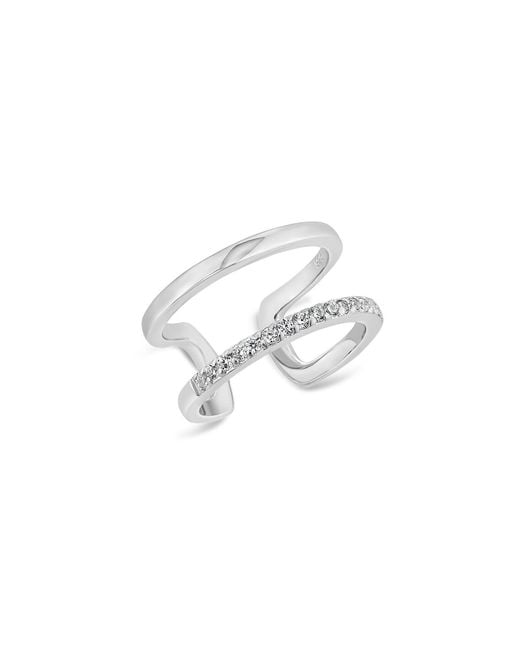 SALLY SKOUFIS White Rythm Midi Ring With Made Cz Diamond Stimulant