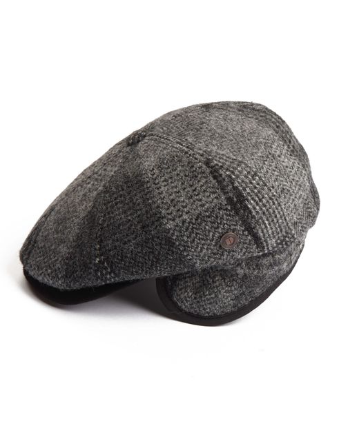 Dasmarca Hats Gray Aaron Harris Tweed Wool Cap With Earflaps for men