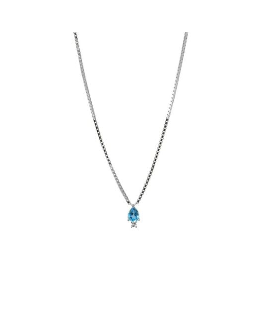 NASI SILVER Blue Pear Atarah Necklace- Topaz & Topaz